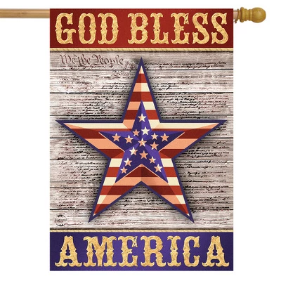 Briarwood Lane God Bless America Star Patriotic House Flag Rustic Fourth Of July 28" X 40" 1 Briarwood Lane God Bless America Star Patriotic House Flag Rustic Fourth Of July 28" X 40"