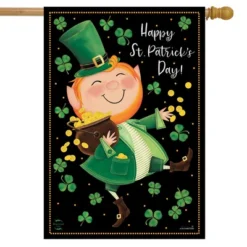 Briarwood Lane Verkoop 26 Lucky Gold Leprechaun St. Patrick's Day House Flag Primitive 28" X 40" Briarwood Lane