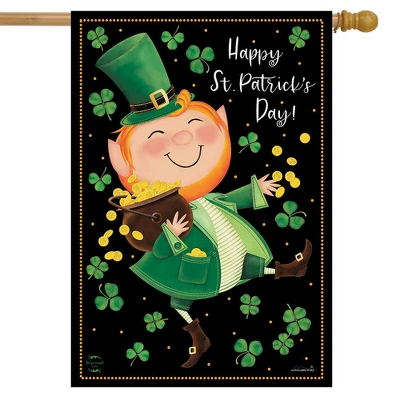 Lucky Gold Leprechaun St. Patrick's Day House Flag Primitive 28" X 40" Briarwood Lane 1 Lucky Gold Leprechaun St. Patrick's Day House Flag Primitive 28" X 40" Briarwood Lane