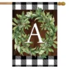 Wreath Monogram A Double-Sided House Flag Everyday 28" X 40" Briarwood Lane