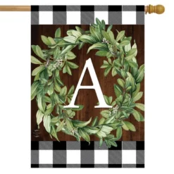 Wreath Monogram A Double-Sided House Flag Everyday 28" X 40" Briarwood Lane