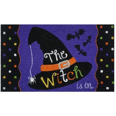 Briarwood Lane The Witch Is In Halloween Natural Fiber Coir Doormat Hat Bats 30" X 18" 2 Briarwood Lane The Witch Is In Halloween Natural Fiber Coir Doormat Hat Bats 30" X 18" - Image 2