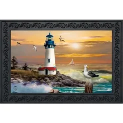 Sunset Lighthouse Summer Doormat Nautical Indoor Outdoor 30" X 18" Briarwood Lane