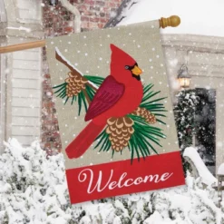 Briarwood Lane Cardinal Winter Burlap House Flag Welcome Pinecone -Briarwood Lane Verkoop GUEST 126525e3 d30e 4979 86e1 99cbcbb46aaa