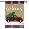 Briarwood Lane Winter Truck Burlap House Flag 28" X 40" Briarwood