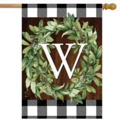 Wreath Monogram W Double-Sided House Flag Everyday 28" X 40" Briarwood Lane