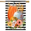 Striped Pumpkins Autumn House Flag Floral Fall 28" X 40" Briarwood Lane