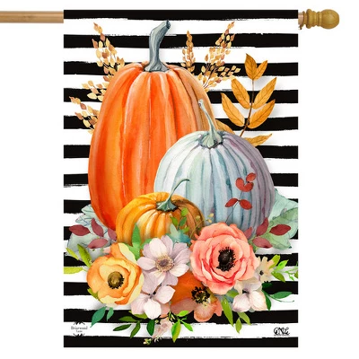 Striped Pumpkins Autumn House Flag Floral Fall 28" X 40" Briarwood Lane 1 Striped Pumpkins Autumn House Flag Floral Fall 28" X 40" Briarwood Lane