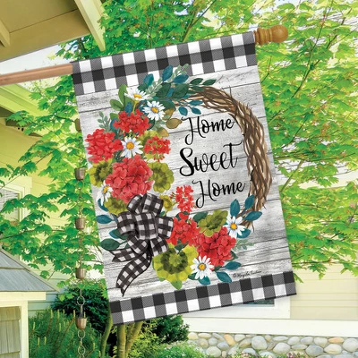 Geranium Wreath Summer House Flag 28" X 40" Briarwood Lane 2 Geranium Wreath Summer House Flag 28" X 40" Briarwood Lane - Image 2
