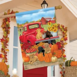 Fall Puppies House Flag Red Pickup Dogs Labs 28" X 40" Briarwood Lane -Briarwood Lane Verkoop GUEST 1a47d21e 4e3f 48a4 9527 0da60fa4d7a6
