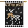 Briarwood Lane Checkered Deer Burlap Winter House Flag Welcome 28