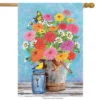 Zinnias Spring House Flag Floral Bucket 28" X 40" Briarwood Lane