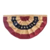 Briarwood Lane Tea Stained Patriotic Embroidered Bunting USA 48" X 24" Pleated Banner With Brass Grommets