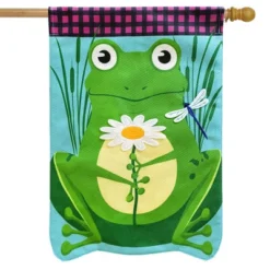 Briarwood Lane Verkoop 22 Daisy Frog Summer Burlap Sculpted House Flag 28" X 40" Briarwood Lane