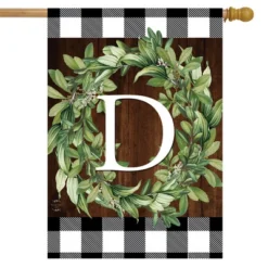 Wreath Monogram D Double-Sided House Flag Everyday 28" X 40" Briarwood Lane