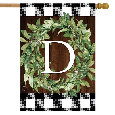 Wreath Monogram D Double-Sided House Flag Everyday 28" X 40" Briarwood Lane 1 Wreath Monogram D Double-Sided House Flag Everyday 28" X 40" Briarwood Lane