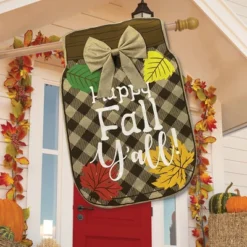 Fall Mason Jar Burlap House Flag Autumn Happy Fall Y'all 28"x40" Briarwood Lane -Briarwood Lane Verkoop GUEST 2a76e54f e478 4b79 ae0b 8c7f3b4d8432