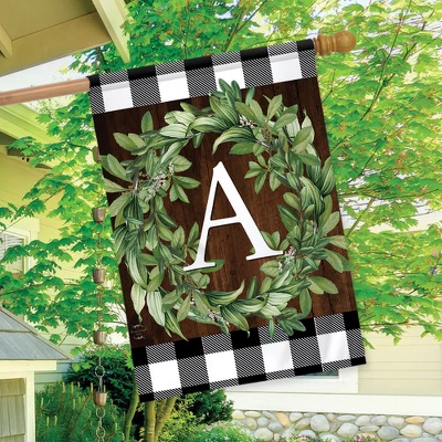 Wreath Monogram A Double-Sided House Flag Everyday 28" X 40" Briarwood Lane 2 Wreath Monogram A Double-Sided House Flag Everyday 28" X 40" Briarwood Lane - Image 2