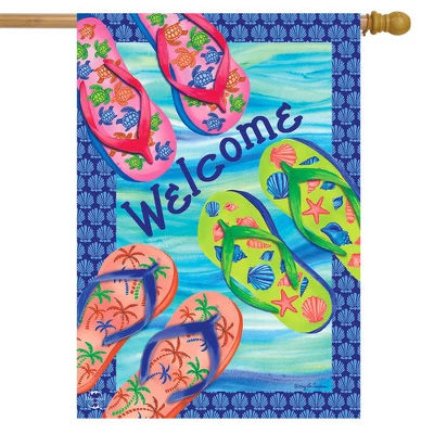 Colorful Flip Flops Summer House Flag Nautical 28" X 40" Briarwood Lane 1 Colorful Flip Flops Summer House Flag Nautical 28" X 40" Briarwood Lane
