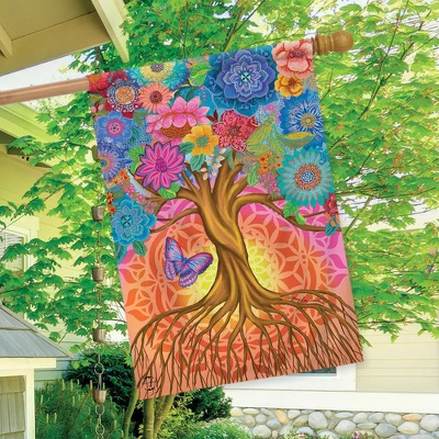 Tree Of Life Inspirational House Flag Spring Floral Butterfly 28" X 40 Briarwood Lane 2 Tree Of Life Inspirational House Flag Spring Floral Butterfly 28" X 40 Briarwood Lane - Image 2