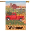 Fall Farm Welcome House Flag Pickup Truck Barn Floral 28" X 40" Briarwood Lane