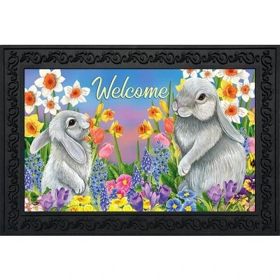 Spring Friends Bunnies Doormat Easter Welcome Floral 30" X 18" Briarwood Lane 1 Spring Friends Bunnies Doormat Easter Welcome Floral 30" X 18" Briarwood Lane