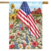 Briarwood Lane America The Beautiful Summer House Flag Patriotic Field Of Flowers 28" X 40"