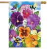 Pansies Spring House Flag 28 X 40 Briarwood Lane