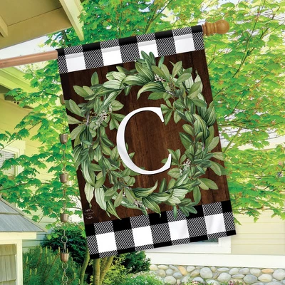 Wreath Monogram C Double-Sided House Flag Everyday 28" X 40" Briarwood Lane 2 Wreath Monogram C Double-Sided House Flag Everyday 28" X 40" Briarwood Lane - Image 2