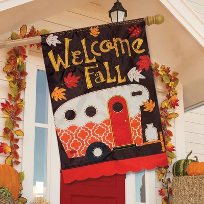 Fall Camper Applique House Flag Autumn Camping RV 28" X 40" Briarwood Lane 2 Fall Camper Applique House Flag Autumn Camping RV 28" X 40" Briarwood Lane - Image 2