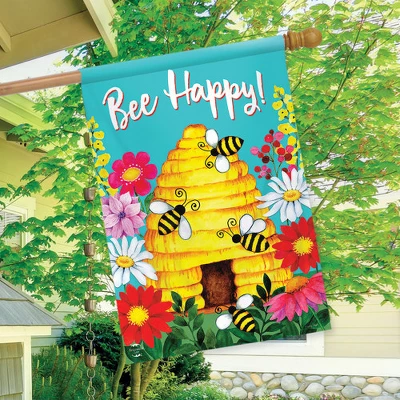Bee Happy Hive Spring House Flag Beehive 28" X 40" Briarwood Lane 2 Bee Happy Hive Spring House Flag Beehive 28" X 40" Briarwood Lane - Image 2