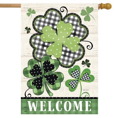 Patterned Shamrocks Welcome House Flag St. Patrick's Day 28" X 40" Briarwood Lane 1 Patterned Shamrocks Welcome House Flag St. Patrick's Day 28" X 40" Briarwood Lane