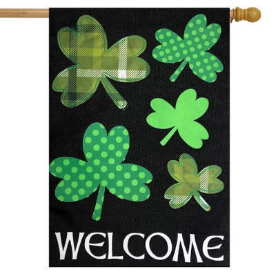 Shamrocks St. Patrick's Day Burlap House Flag Welcome 28" X 40" Briarwood Lane 1 Shamrocks St. Patrick's Day Burlap House Flag Welcome 28" X 40" Briarwood Lane