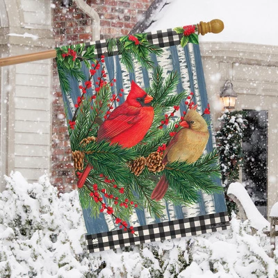 Briarwood Lane Winter Birch Tree Cardinals House Flag 28" X 40" B 2 Briarwood Lane Winter Birch Tree Cardinals House Flag 28" X 40" B - Image 2