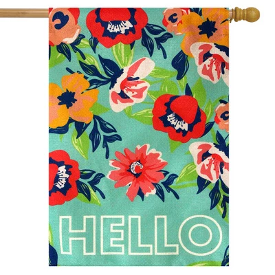 Hello Floral Spring Burlap House Flag Double-Sided 28" X 40" Briarwood Lane 1 Hello Floral Spring Burlap House Flag Double-Sided 28" X 40" Briarwood Lane