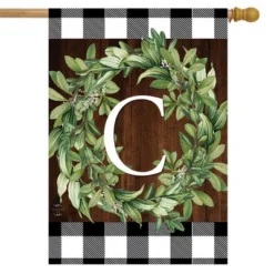 Wreath Monogram C Double-Sided House Flag Everyday 28" X 40" Briarwood Lane