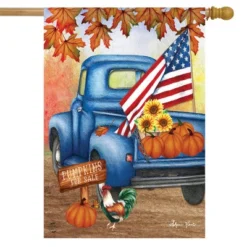 Autumn Old Days House Flag Patriotic Pickup Truck 28" X 40" Briarwood Lane