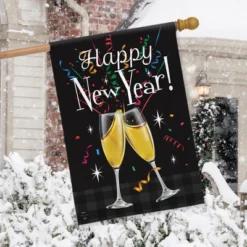 Happy New Year Double-Sided House Flag Champagne Glasses Toast 28" X 40" Briarwood Lane -Briarwood Lane Verkoop GUEST 476706a7 4c5e 4adb a366 f112523ba238