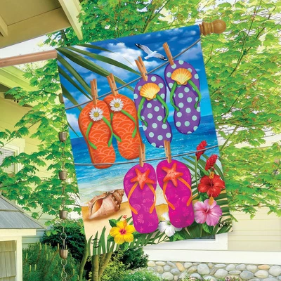 Hanging Flip Flops Summer House Flag Tropical Beach 28" X 40" Briarwood Lane 2 Hanging Flip Flops Summer House Flag Tropical Beach 28" X 40" Briarwood Lane - Image 2