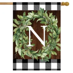 Wreath Monogram N Double-Sided House Flag Everyday 28" X 40" Briarwood Lane