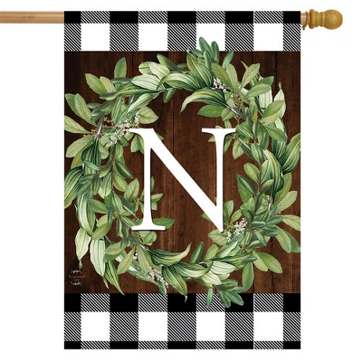 Wreath Monogram N Double-Sided House Flag Everyday 28" X 40" Briarwood Lane 1 Wreath Monogram N Double-Sided House Flag Everyday 28" X 40" Briarwood Lane