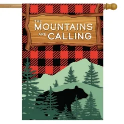 The Mountains Are Calling Summer House Flag Bear 28" X 40" Briarwood Lane