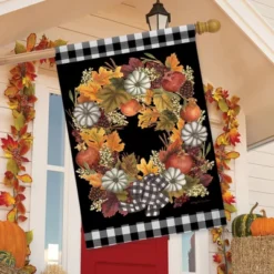 Fall Pumpkin Wreath Floral House Flag Autumn 28" X 40" Briarwood Lane -Briarwood Lane Verkoop GUEST 567a5016 8f69 47e0 8f9e 3281b6105874