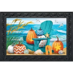 Fall At The Beach Doormat Autumn Nautical Pumpkins 30" X 18" Briarwood Lane