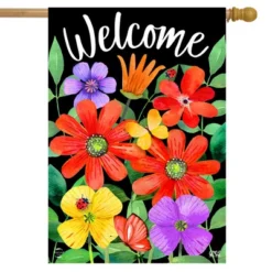 Whimsy Flowers Spring House Flag 28 X 40 Briarwood Lane