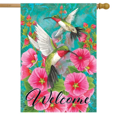 Hummingbird Dance Spring House Flag Welcome Floral 28" X 40" Briarwood Lane 1 Hummingbird Dance Spring House Flag Welcome Floral 28" X 40" Briarwood Lane