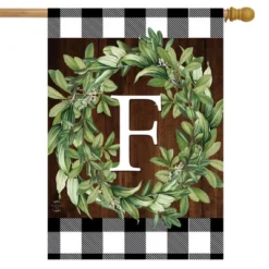 Wreath Monogram F Double-Sided House Flag Everyday 28" X 40" Briarwood Lane