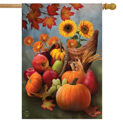 Briarwood Lane Bountiful Cornucopia Autumn House Flag Fruit Flowe 1 Briarwood Lane Bountiful Cornucopia Autumn House Flag Fruit Flowe
