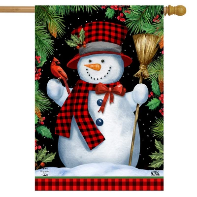 Red Checkered Snowman Winter House Flag Cardinal Fir Berries 28" X 40" Briarwood Lane 1 Red Checkered Snowman Winter House Flag Cardinal Fir Berries 28" X 40" Briarwood Lane