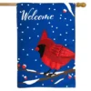 Cardinal Winter Burlap House Flag Welcome Bird 28" X 40" Briarwood Lane